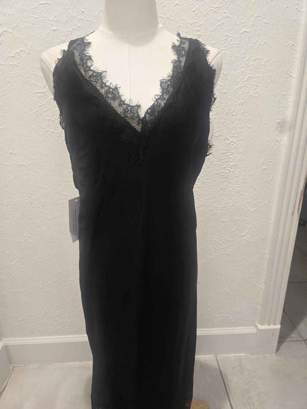 Charli Solange Lace Slip Maxi Dress Black L/XL NWT